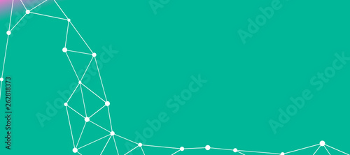 Abstrakt verbundene Punkte auf farbigem Hintergrund, technisch abstrakter Hintergrund. Technologiekonzept, LowPoly, Polygone, Dreiecke, Netzwerk, Soziales Netzwerk, IOT, Internet