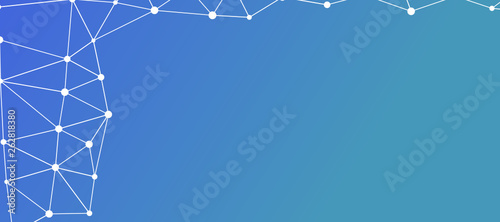 Abstrakt verbundene Punkte auf farbigem Hintergrund, technisch abstrakter Hintergrund. Technologiekonzept, LowPoly, Polygone, Dreiecke, Netzwerk, Soziales Netzwerk, IOT, Internet