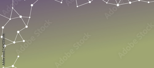 Abstrakt verbundene Punkte auf farbigem Hintergrund, technisch abstrakter Hintergrund. Technologiekonzept, LowPoly, Polygone, Dreiecke, Netzwerk, Soziales Netzwerk, IOT, Internet