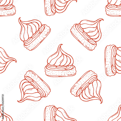 Hand drawn seamless pattern with banana cake