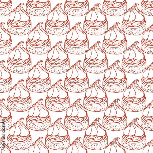 Hand drawn seamless pattern with banana cake