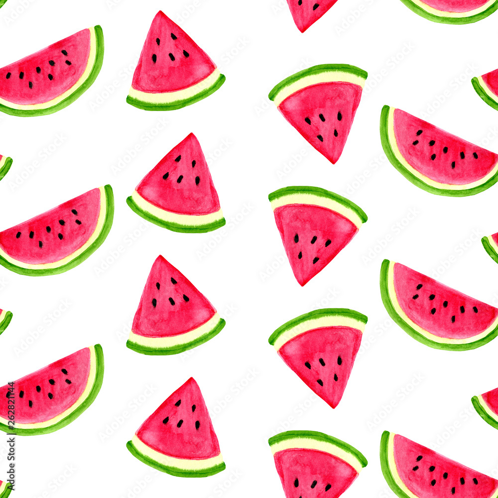 Seamless watercolor pattern with watermelon isolated on white background Seamless watercolor pattern with watermelon isolated on white background