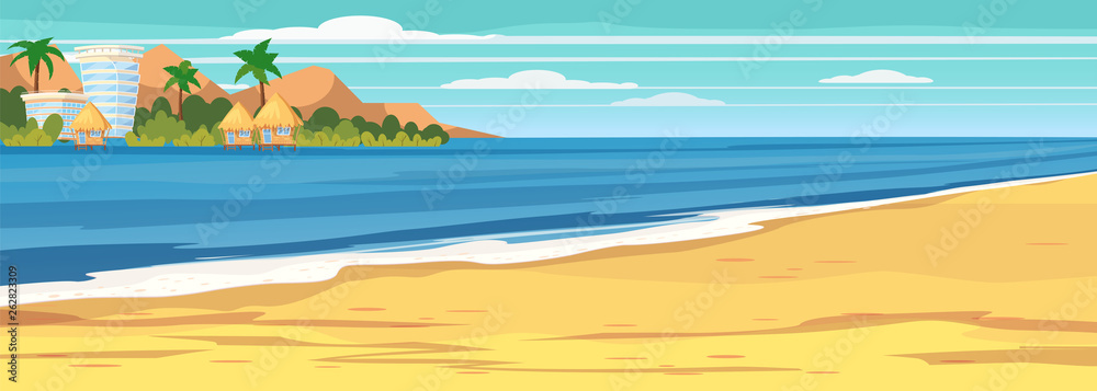 Obraz premium Summer seascape, beach, summer vacation. Holiday season vacation at sea