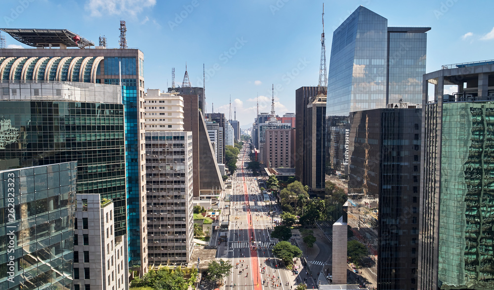Avenida Paulista (Paulista avenue), Sao Paulo city, Brazil Stock Photo