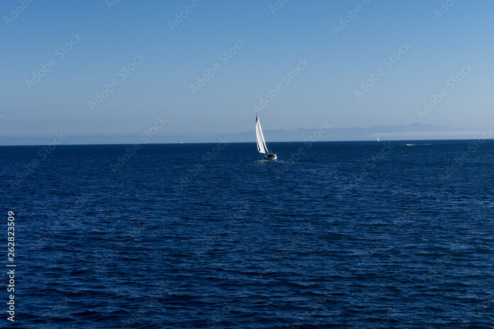 sailing yacht in sea in Santa Barbara California USA