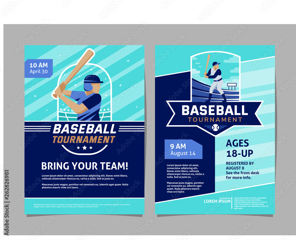 Obraz premium Baseball tournament poster, flyer collection - vector flat geometric design