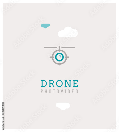 drone, logo, symbole, appareil photo, vue aérienne, video