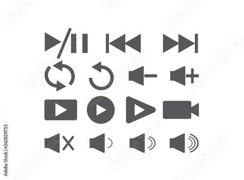 Set of video icons for logo design illustrator, play and pause and repet symbol