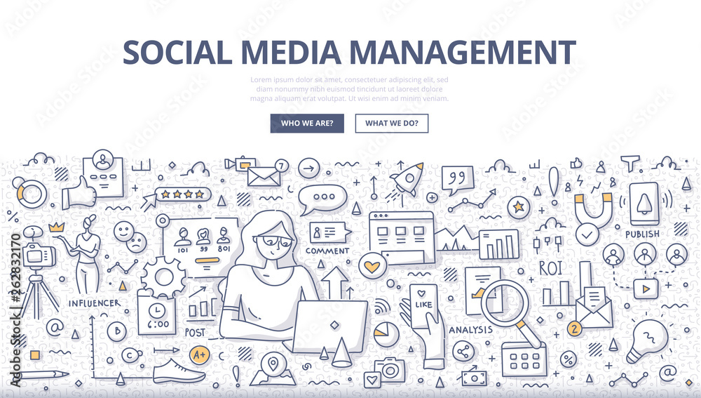Social Media Management Doodle Concept