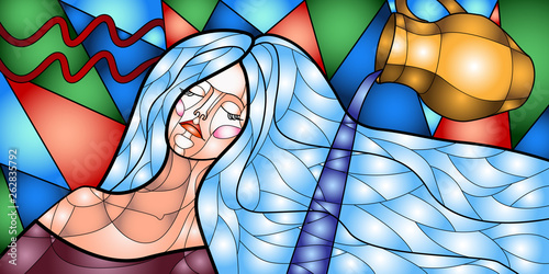 bright colorful illustration with the image of a beautiful girl, embodying the zodiac sign, horoscope