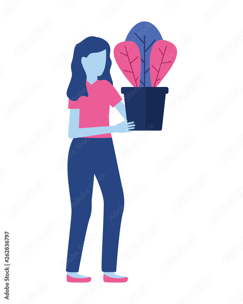 Fototapeta premium woman holding potted plant