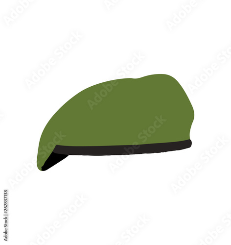 Green beret hat isolated on white background