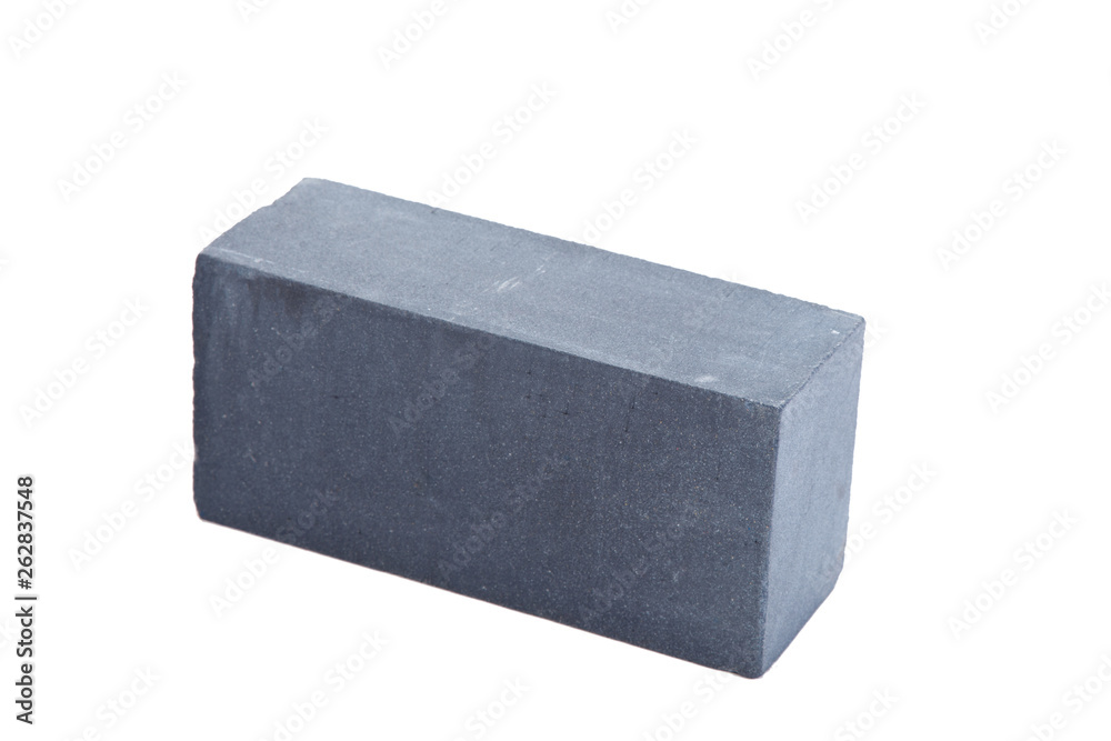 Grey ceramic brick at the white background, isolated Grey ceramic brick at the white background, isolated
