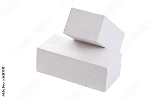 Two white ceramic bricks at the white background, isolated
