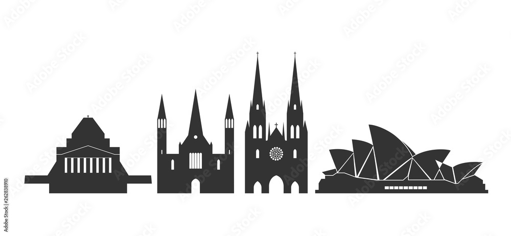 Australia logo. Isolated Australian architecture on white background