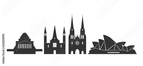Australia logo. Isolated Australian architecture on white background