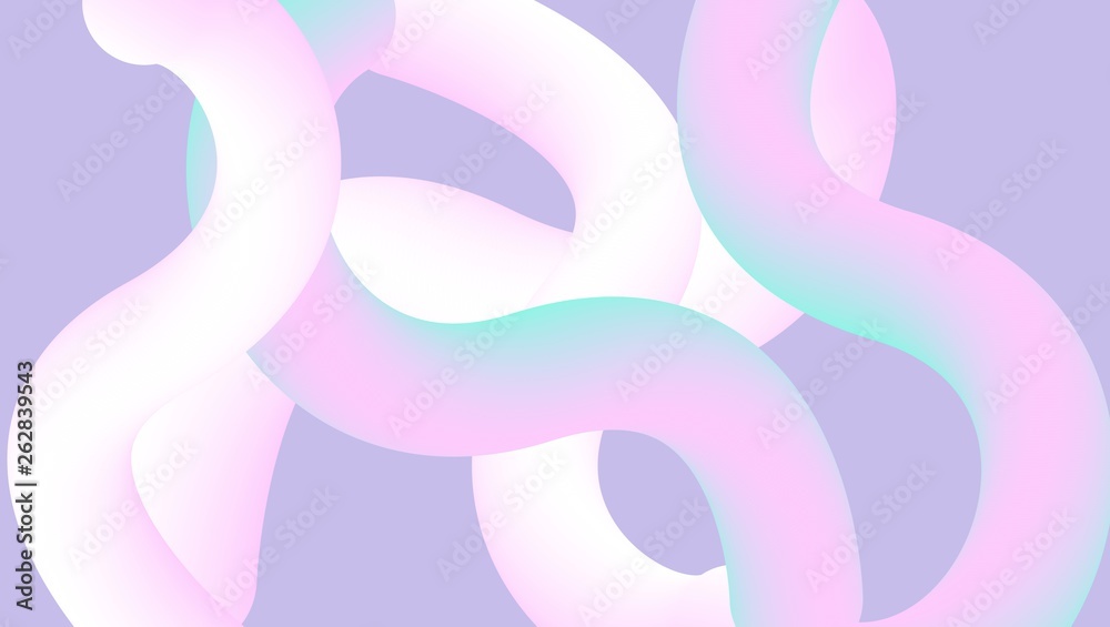 Obraz premium Trendy abstract pink illustration on colorful backdrop. Abstract wavy geometric banner. Abstract 3d colorful shapes. Gradient futuristic shapes. Fluid abstract shapes. Trendy geometric background.