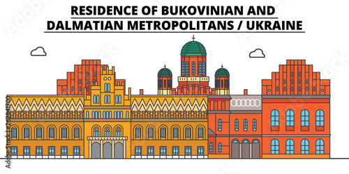Vászonkép Ukraine , Bukovinian And Dalmatian Metropolitans, flat landmarks vector illustration