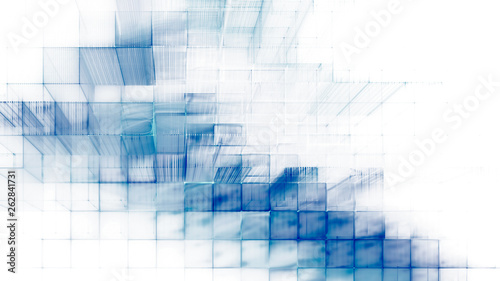 Abstract blue on white background element. Fractal graphics 3d illustration. Science or technology concept.