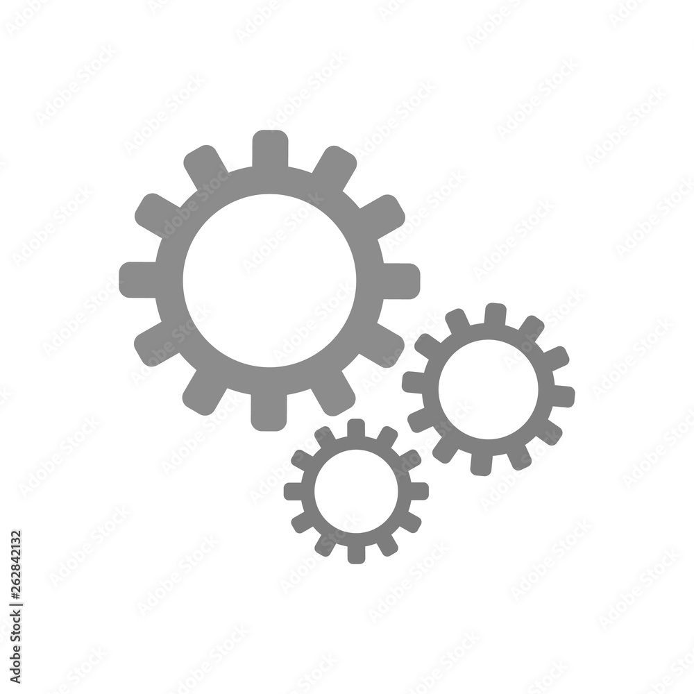Grey color System setting gears vector eps10. Grey tree gears icon