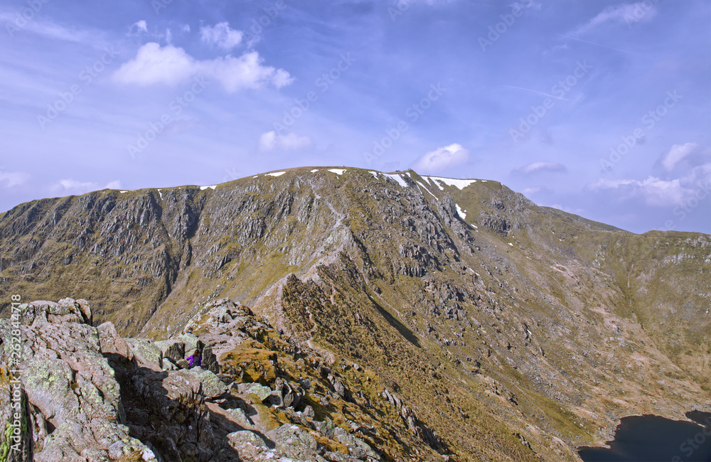 Striding Edge, a classic ridge route onto Helvellyn in the Lake District