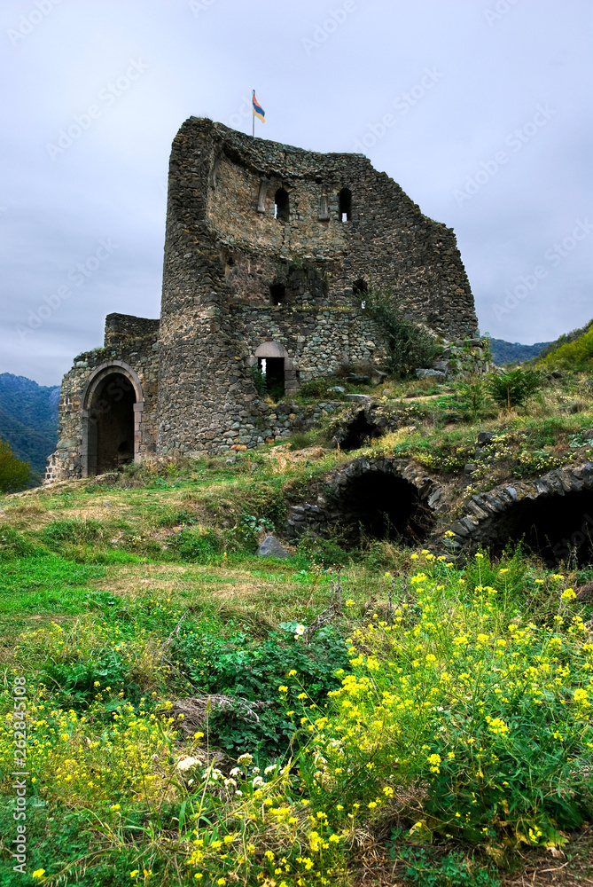 Destroyed buildings in Akhtala monastery complex