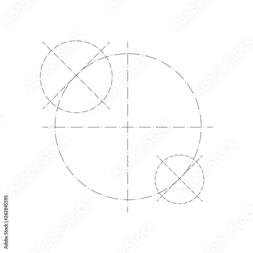 Abstract background of engineering drawing circles. Technological wallpaper made with circles and lines. Geometric design. Vector illustration
