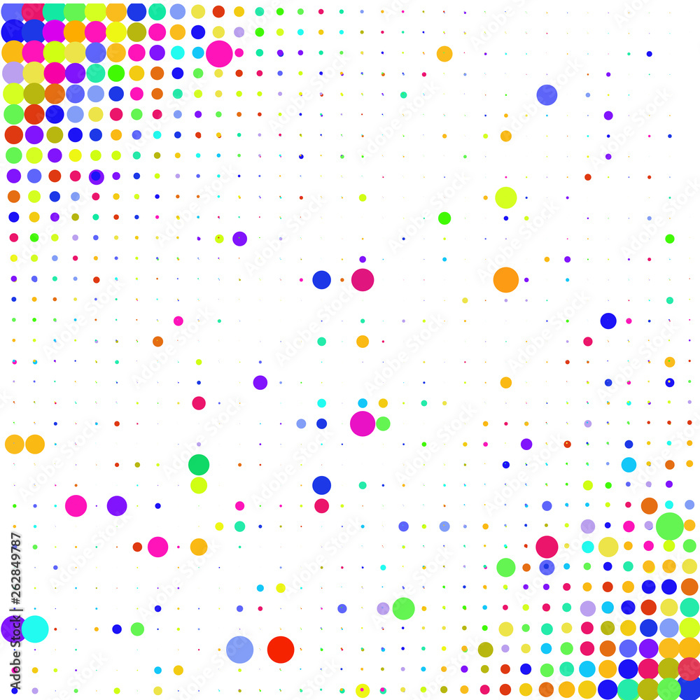 Background of colored circles on a white 