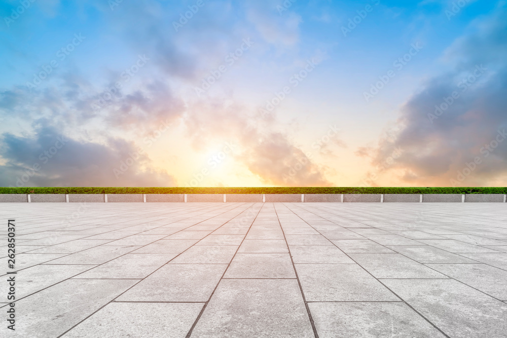 Empty Plaza Bricks and Sky Landscape.. Empty Plaza Bricks and Sky Landscape..