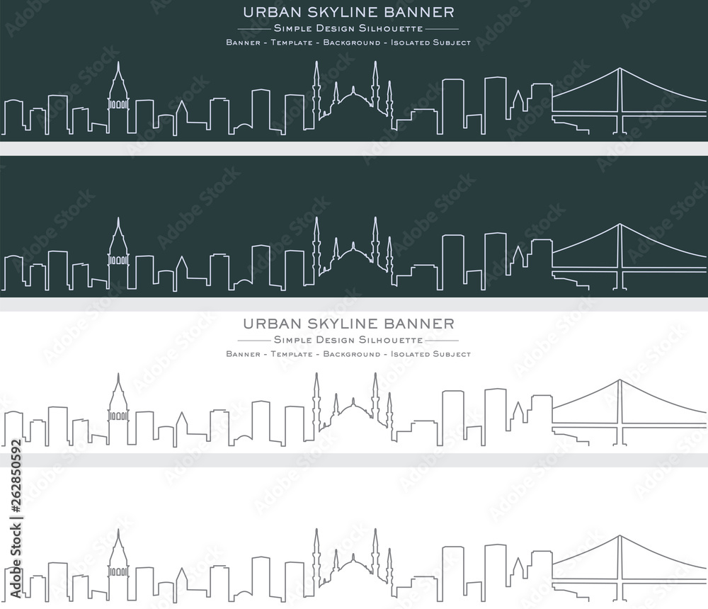 Istanbul Single Line Skyline Banner