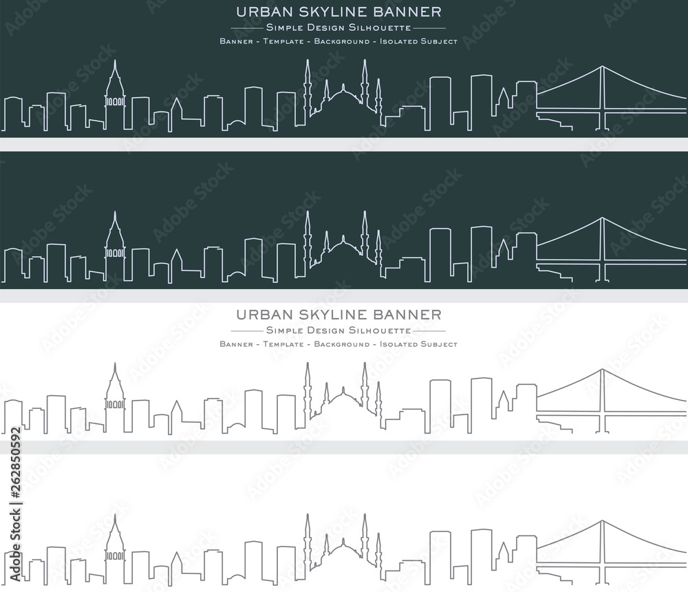 Obraz premium Istanbul Single Line Skyline Banner