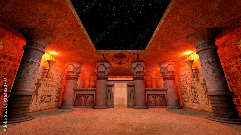 original concept art of ancient temple environment at night