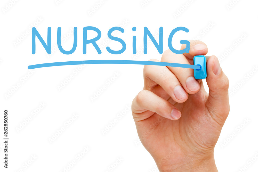 Word Nursing Handwritten With Blue Marker Word Nursing Handwritten With Blue Marker