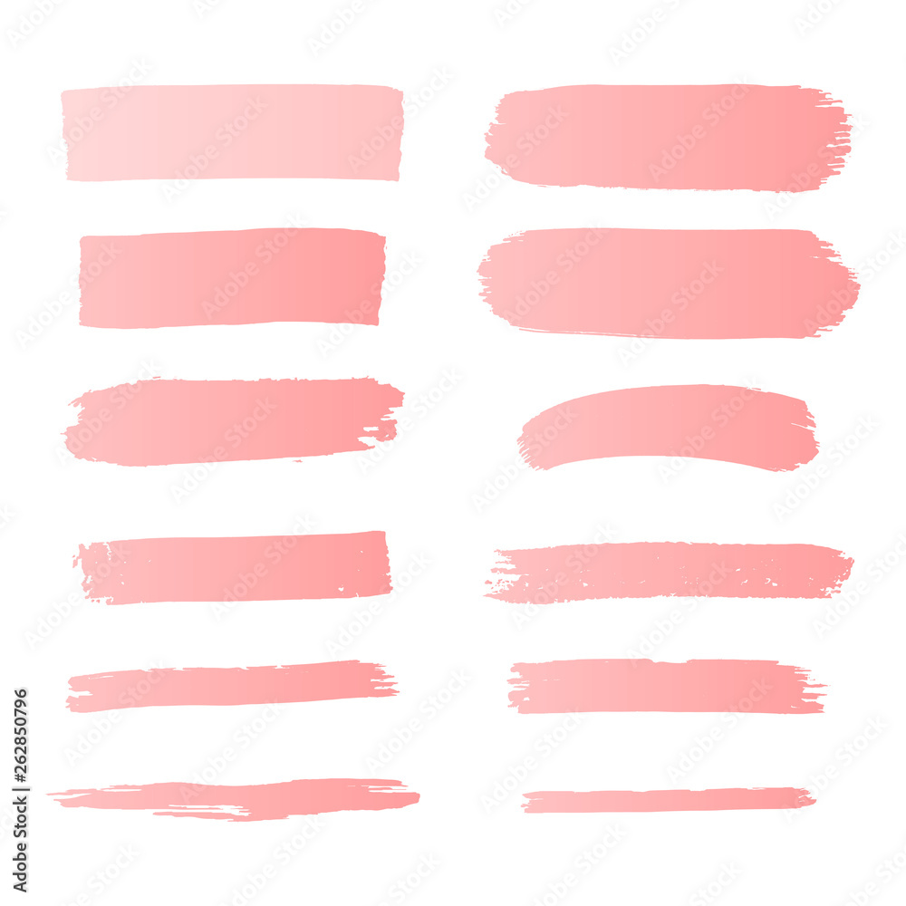 Fototapeta Abstract pink brush strokes set