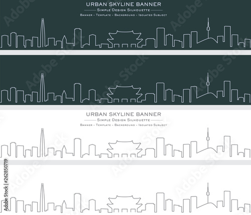 Seoul Single Line Skyline Banner