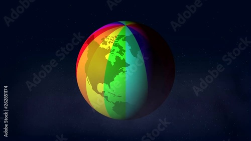 globe with the colors of the LGBT flag is spinning on its axis.animated video