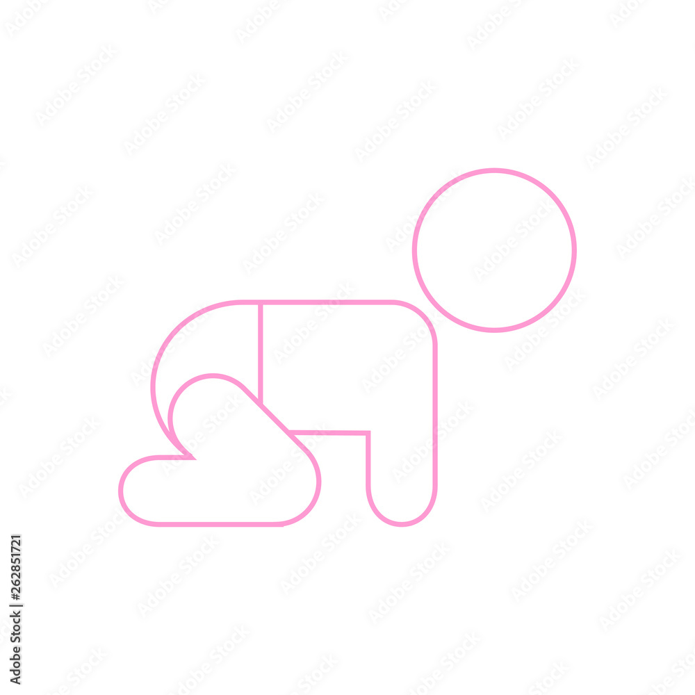 Icono plano lineal bebé con pañal en color rosa Icono plano lineal bebé con pañal en color rosa