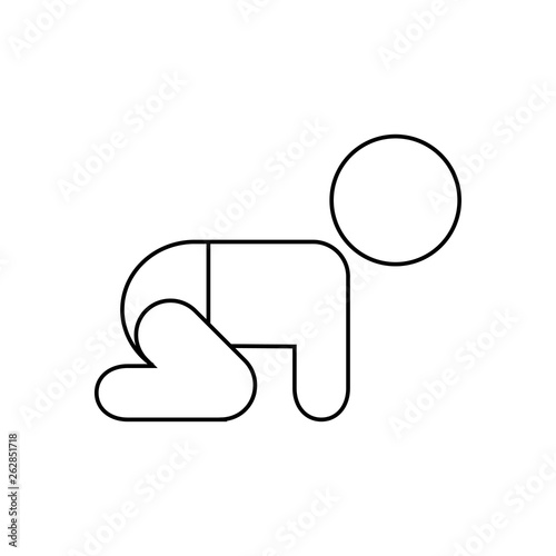 Icono plano lineal bebé con pañal en color negro