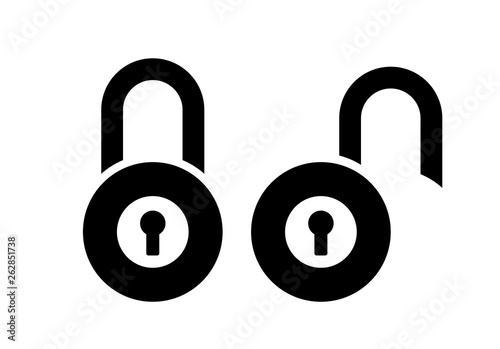 Open closed padlock vector sign