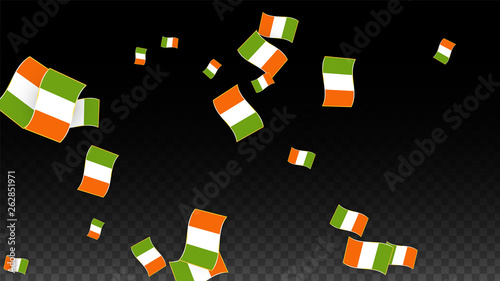 Vector Irish National Background. Saint Patrick Day Poster for Pub Party. 17 March Symbol Illustration.  Flag of Ireland. Eire Banner about Tourism. Eire Island. Celtic Flag. Tourist Dublin Post Card.