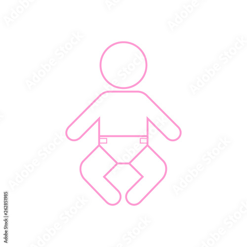 Icono plano lineal bebé con pañal en color rosa