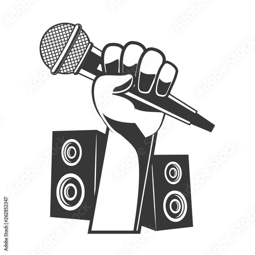 hand with microphone karaoke