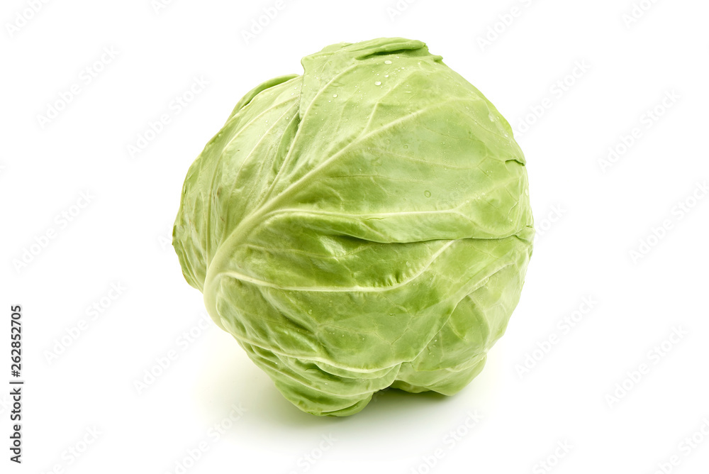 Fresh organic cabbage, close-up, isolated on white background Fresh organic cabbage, close-up, isolated on white background