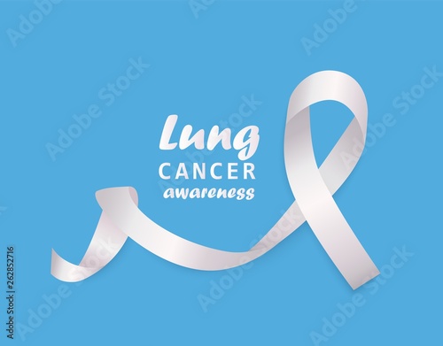 Banner with clear white curly ribbon or loop and text realistic style