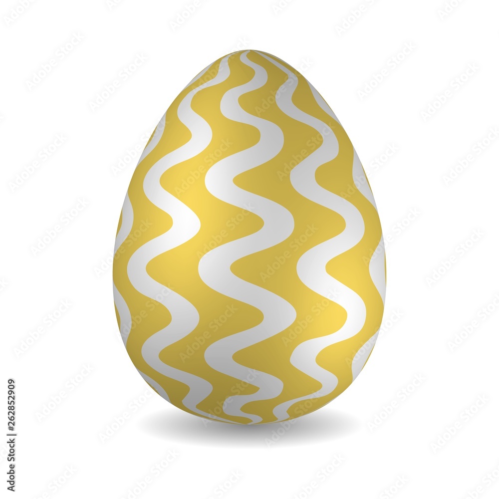 Golden Easter egg with vertical wavy stripes