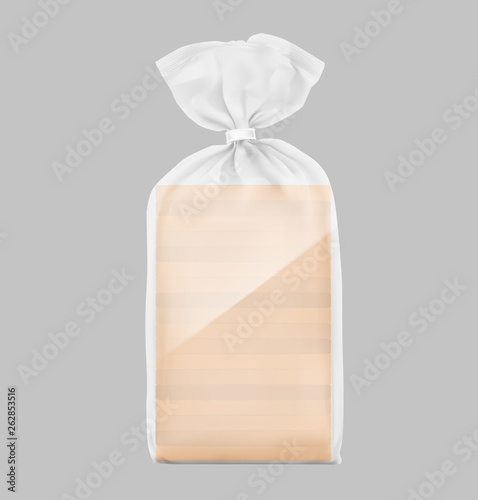 Vertical bag mockup with clip band. Vector illustration ready and simple to use for your design. Mockup will make the presentation look as realistic as possible. EPS10.