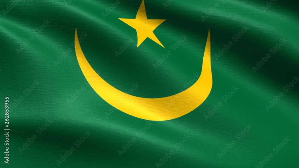 Realistic flag of Mauritania, Seamless looping with highly detailed fabric texture, 4k resolution Realistic flag of Mauritania, Seamless looping with highly detailed fabric texture, 4k resolution