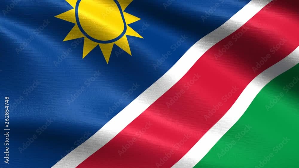 Realistic flag of Namibia, Seamless looping with highly detailed fabric texture, 4k resolution