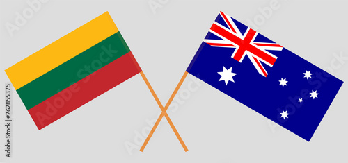 Australia and Lithuania. The Australian and Lithuanian flags. Official colors. Correct proportion. Vector