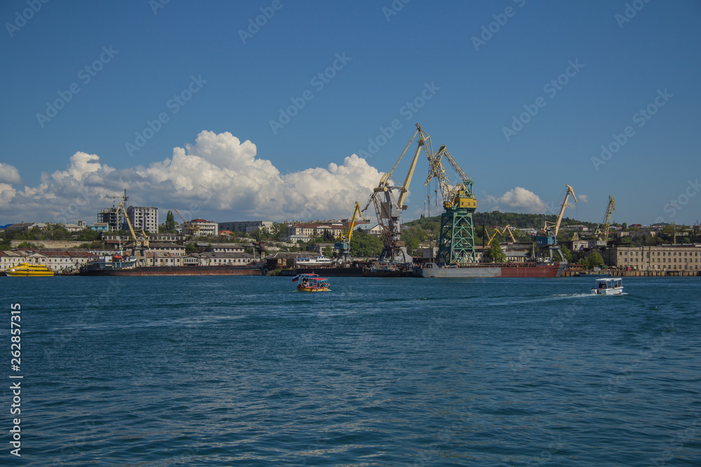Ships at the military port of Sevastopol on May 9